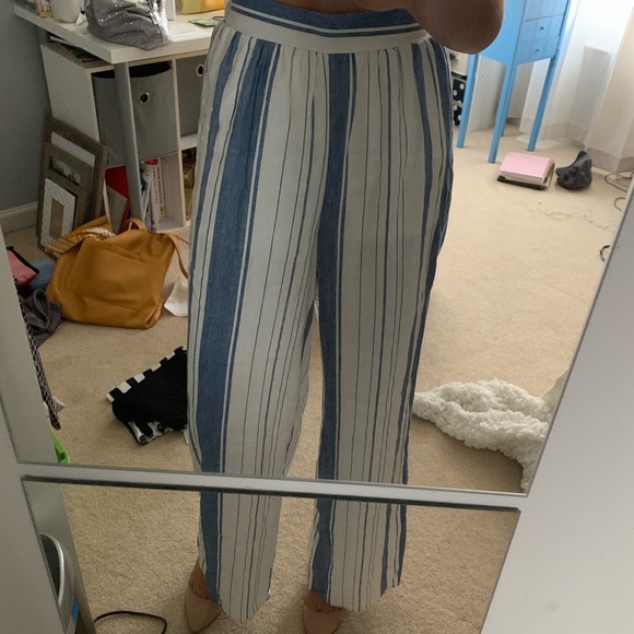 blue striped flowy pants